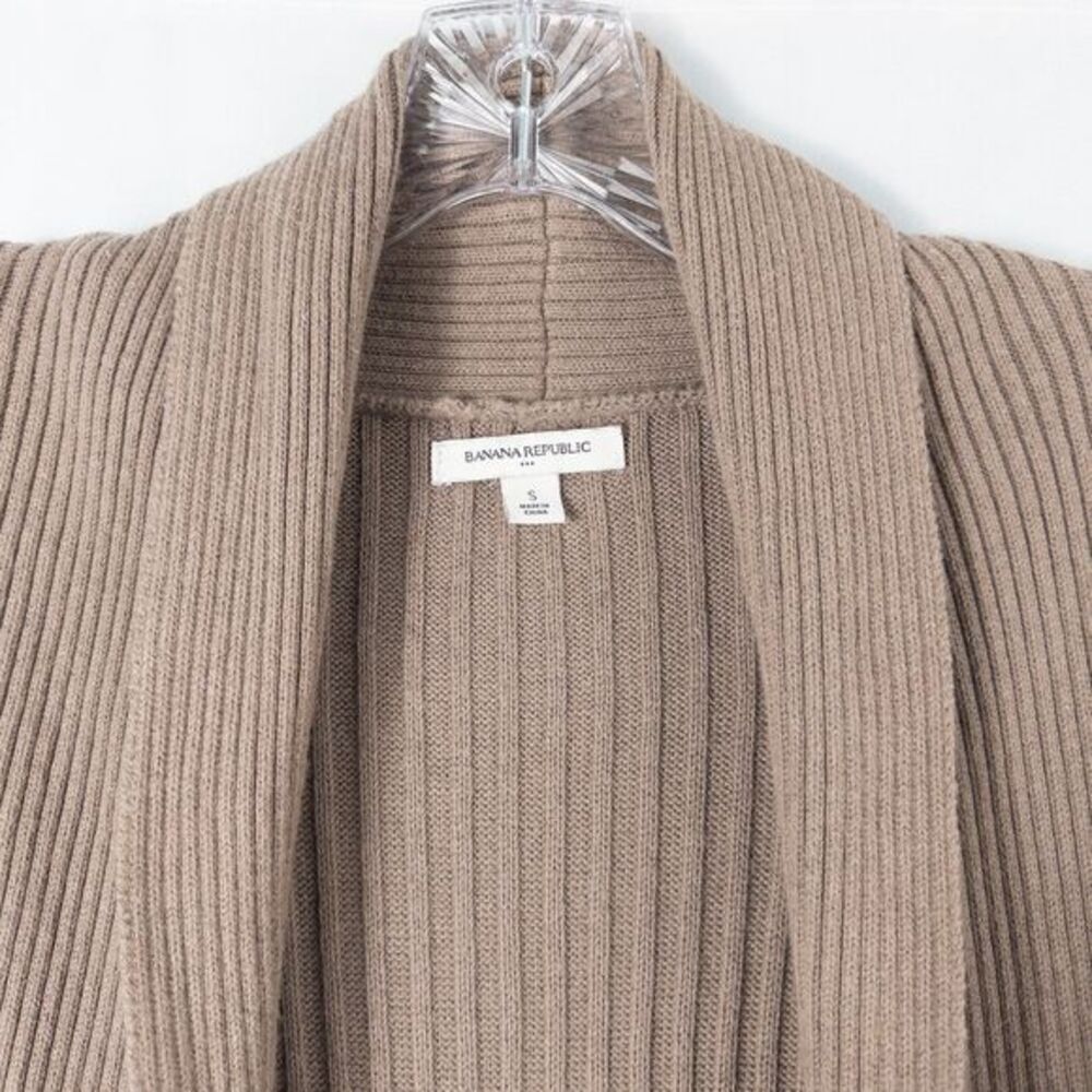 Banana Republic Short Sleeve Ribbed Knit Cardigan Womens Small Brown Lagenlook‎ - Picture 5 of 14